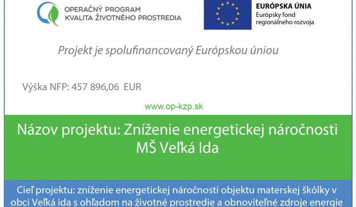 Fotka - Zníženie energetickej náročnosti MŠ Veľká Ida